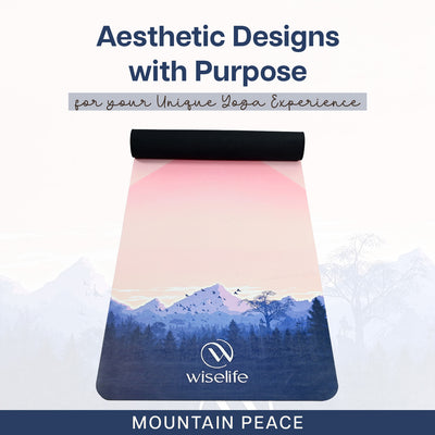 PU & Natural Rubber Yoga Mat - 6mm, - 6mm, Mountain Peace
