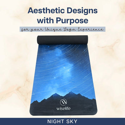 PU Printed & Natural Rubber Yoga Mat - 6mm, Night Sky