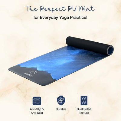 PU Printed & Natural Rubber Yoga Mat - 6mm, Night Sky