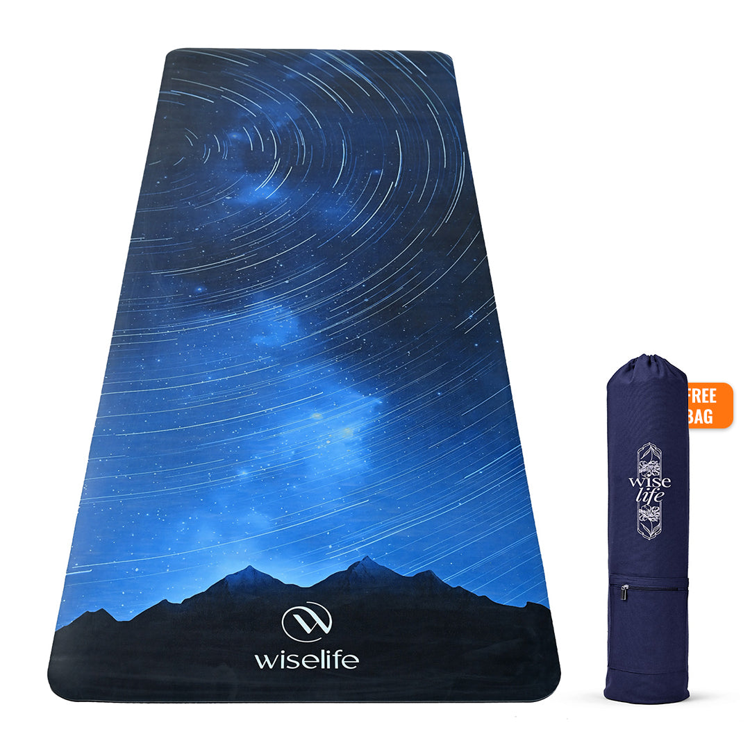 PU Printed & Natural Rubber Yoga Mat - 6mm, Night Sky