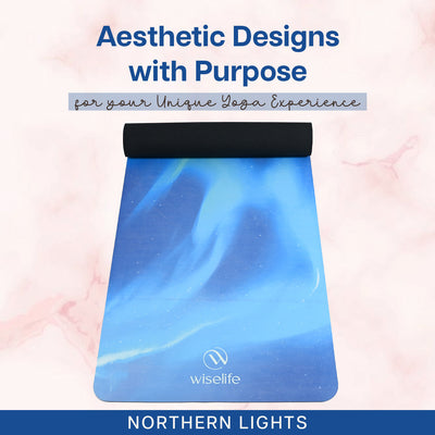 PU Printed & Natural Rubber Yoga Mat - 6mm, Northen Light