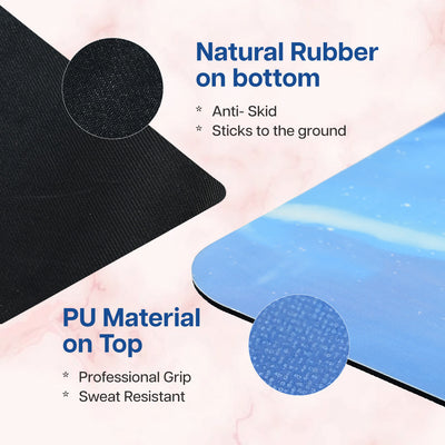 PU Printed & Natural Rubber Yoga Mat - 6mm, Northen Light