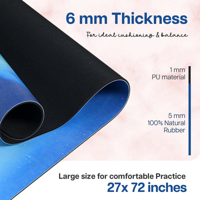PU Printed & Natural Rubber Yoga Mat - 6mm, Northen Light