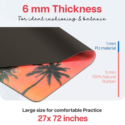 PU Printed & Natural Rubber Yoga Mat- 6mm, Californication