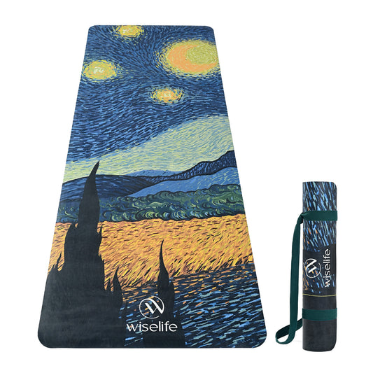 Microfiber & Natural Rubber Yoga Mat - 6mm, Starry Night