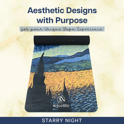 PU & Natural Rubber Yoga Mat - 6mm, Starry Night
