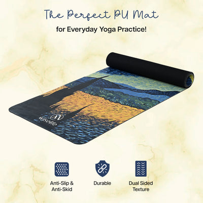 PU & Natural Rubber Yoga Mat - 6mm, Starry Night