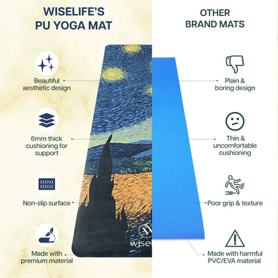 PU & Natural Rubber Yoga Mat - 6mm, Starry Night