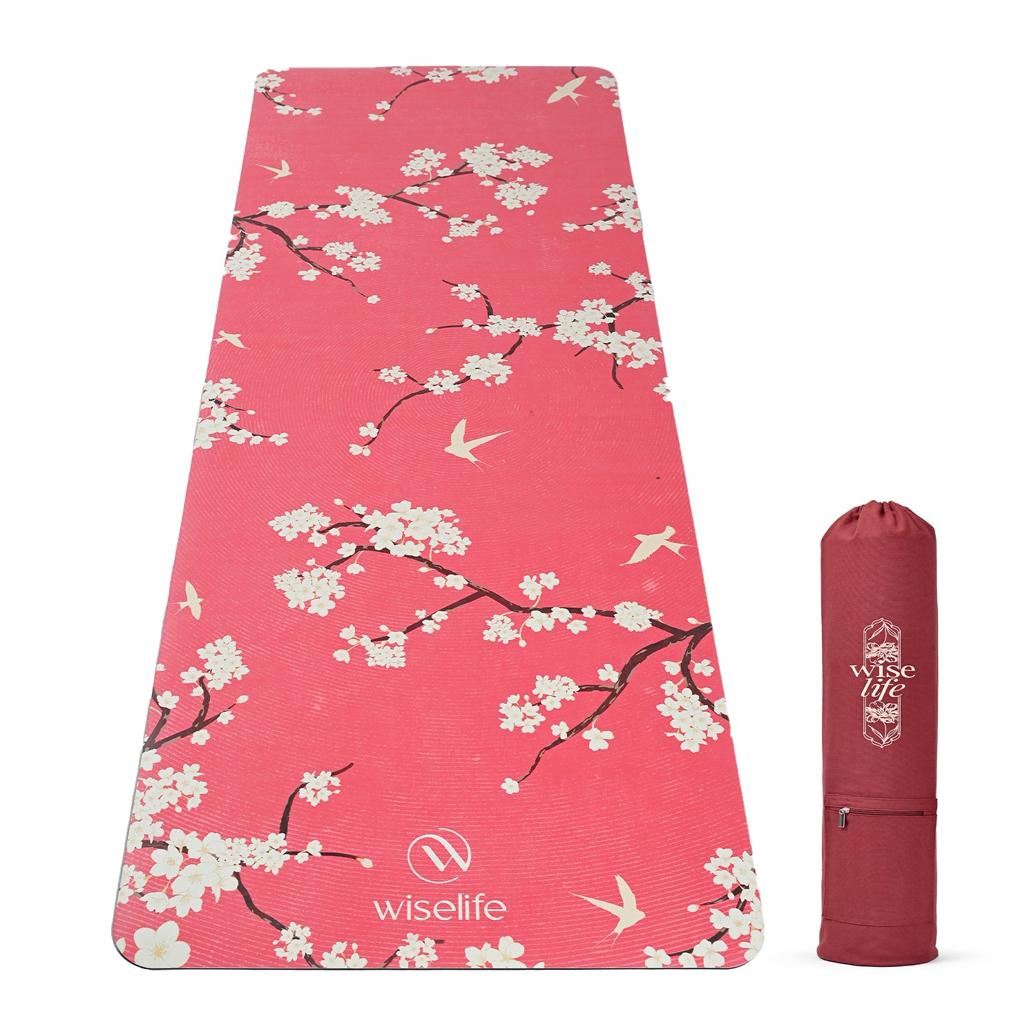 PU Printed & Natural Rubber Yoga Mat - 6mm, Cherry Blossom