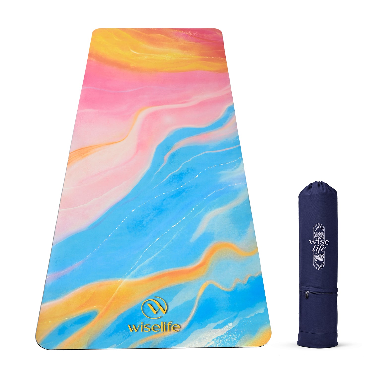 PU Printed & Natural Rubber Yoga Mat - 6mm, Abstract Marble
