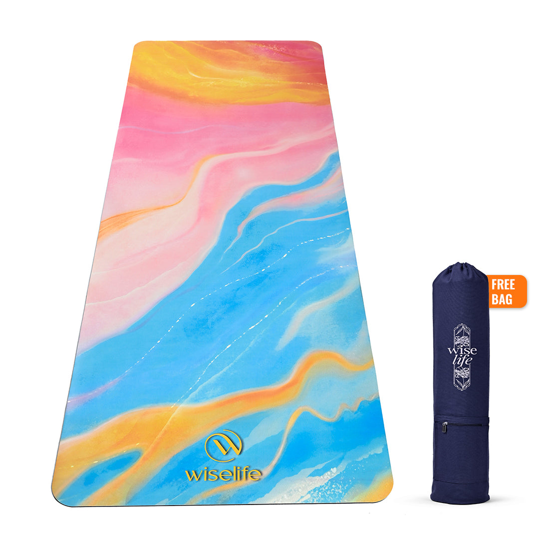 PU Printed & Natural Rubber Yoga Mat - 6mm, Abstract Marble