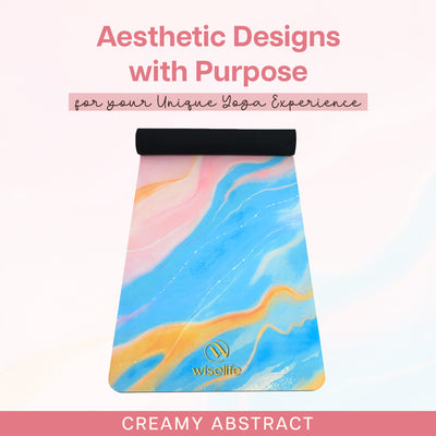 PU Printed & Natural Rubber Yoga Mat - 6mm, Abstract Marble