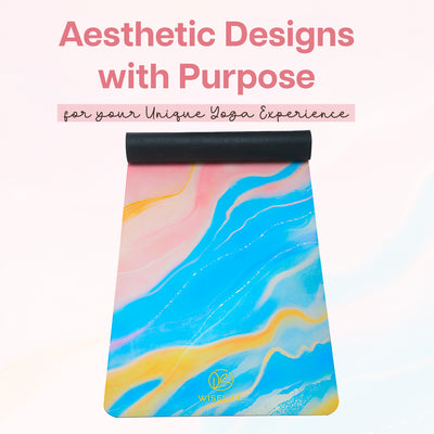 PU Printed & Natural Rubber Yoga Mat - 6mm, Abstract Marble