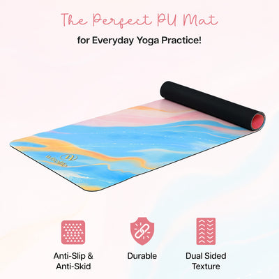 PU Printed & Natural Rubber Yoga Mat - 6mm, Abstract Marble