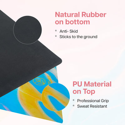 PU Printed & Natural Rubber Yoga Mat - 6mm, Abstract Marble
