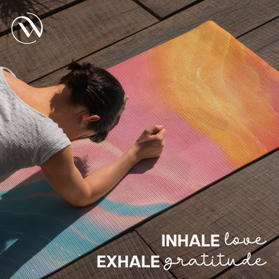 PU Printed & Natural Rubber Yoga Mat - 6mm, Abstract Marble