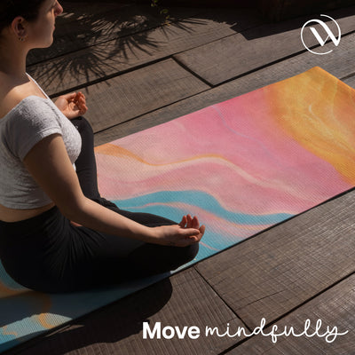 PU Printed & Natural Rubber Yoga Mat - 6mm, Abstract Marble
