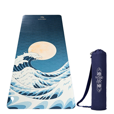 PU Printed & Natural Rubber Yoga Mat - 6mm, Japanese Wave
