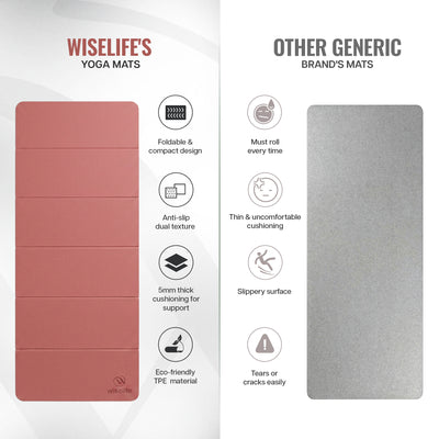 Wiselife Foldable Travel Yoga Mat TPE 5mm