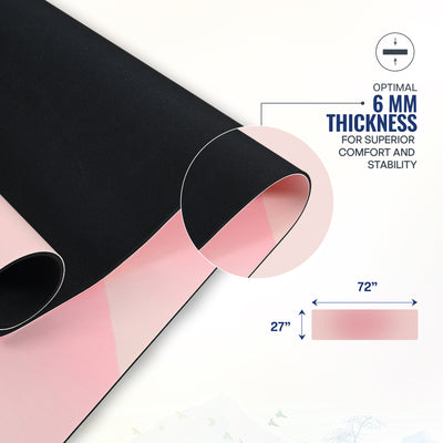PU & Natural Rubber Yoga Mat - 6mm, Mountain Peace
