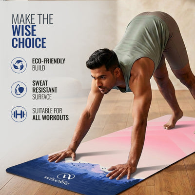PU & Natural Rubber Yoga Mat - 6mm, Mountain Peace
