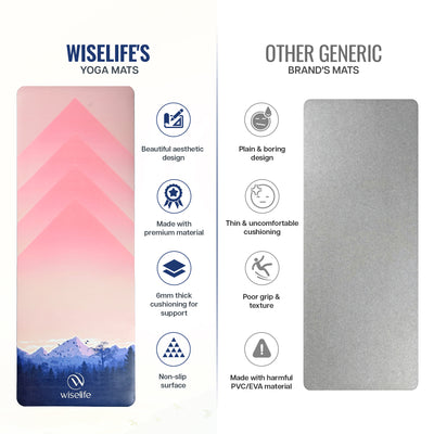 PU & Natural Rubber Yoga Mat - 6mm, Mountain Peace