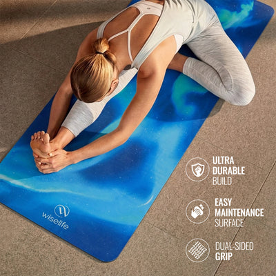 PU Printed & Natural Rubber Yoga Mat - 6mm, Northen Light