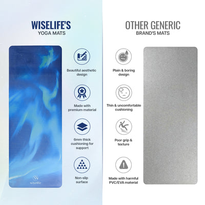 PU Printed & Natural Rubber Yoga Mat - 6mm, Northen Light