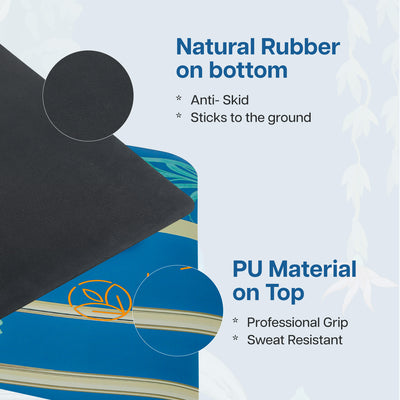 PU Printed & Natural Rubber Yoga Mat - 6mm, Rambagh