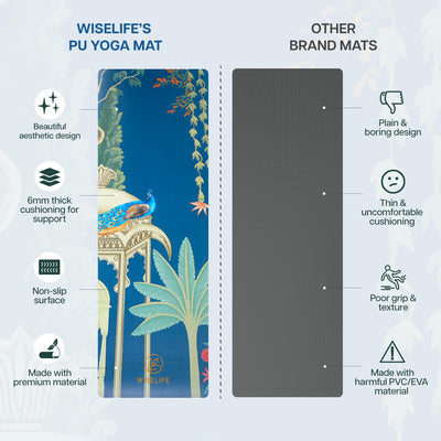 PU Printed & Natural Rubber Yoga Mat - 6mm, Rambagh
