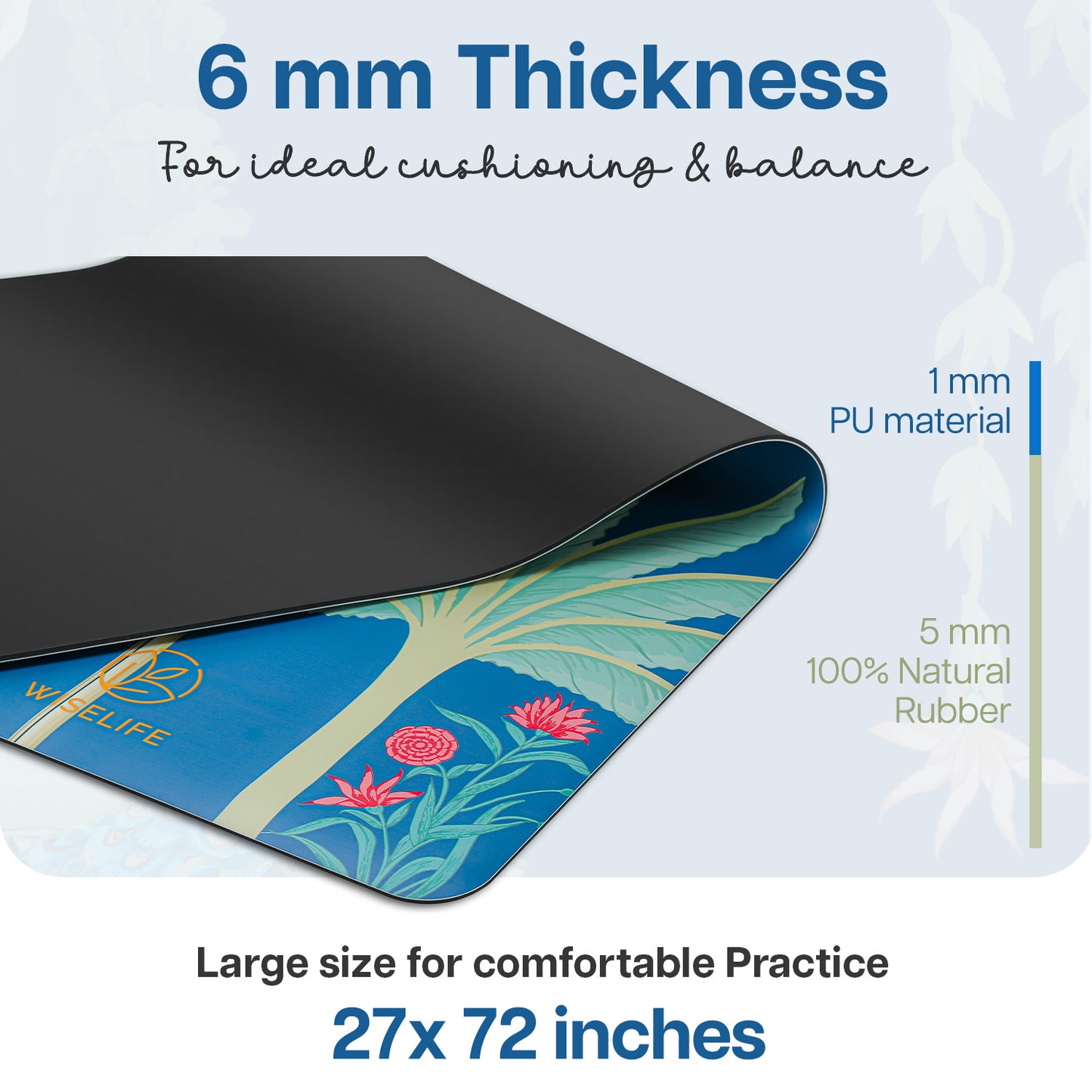 PU Printed & Natural Rubber Yoga Mat