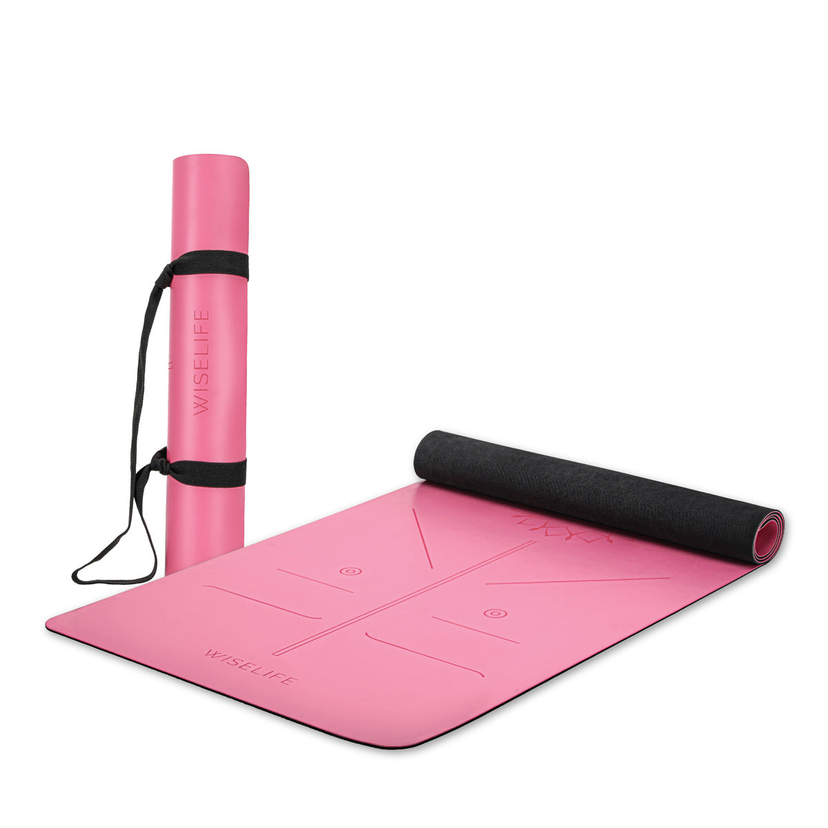 Pink an Black Rubber Wiselife Pu Leather Eco Yoga Mat 6mm For
