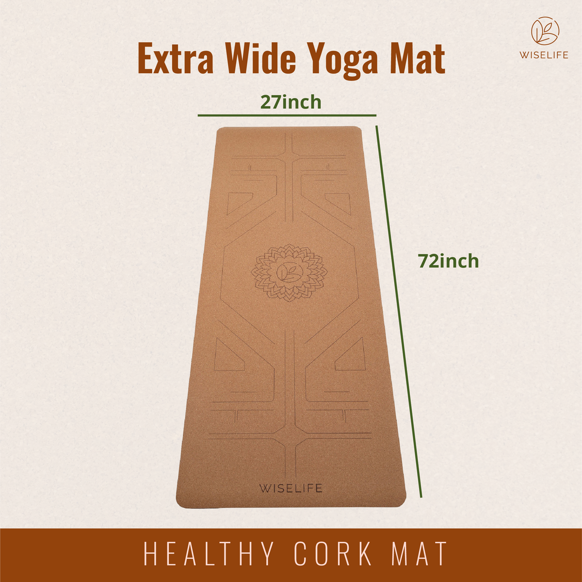 Alignment Pro Cork & Natural Rubber Yoga Mat + Carry Strap wiselife.in